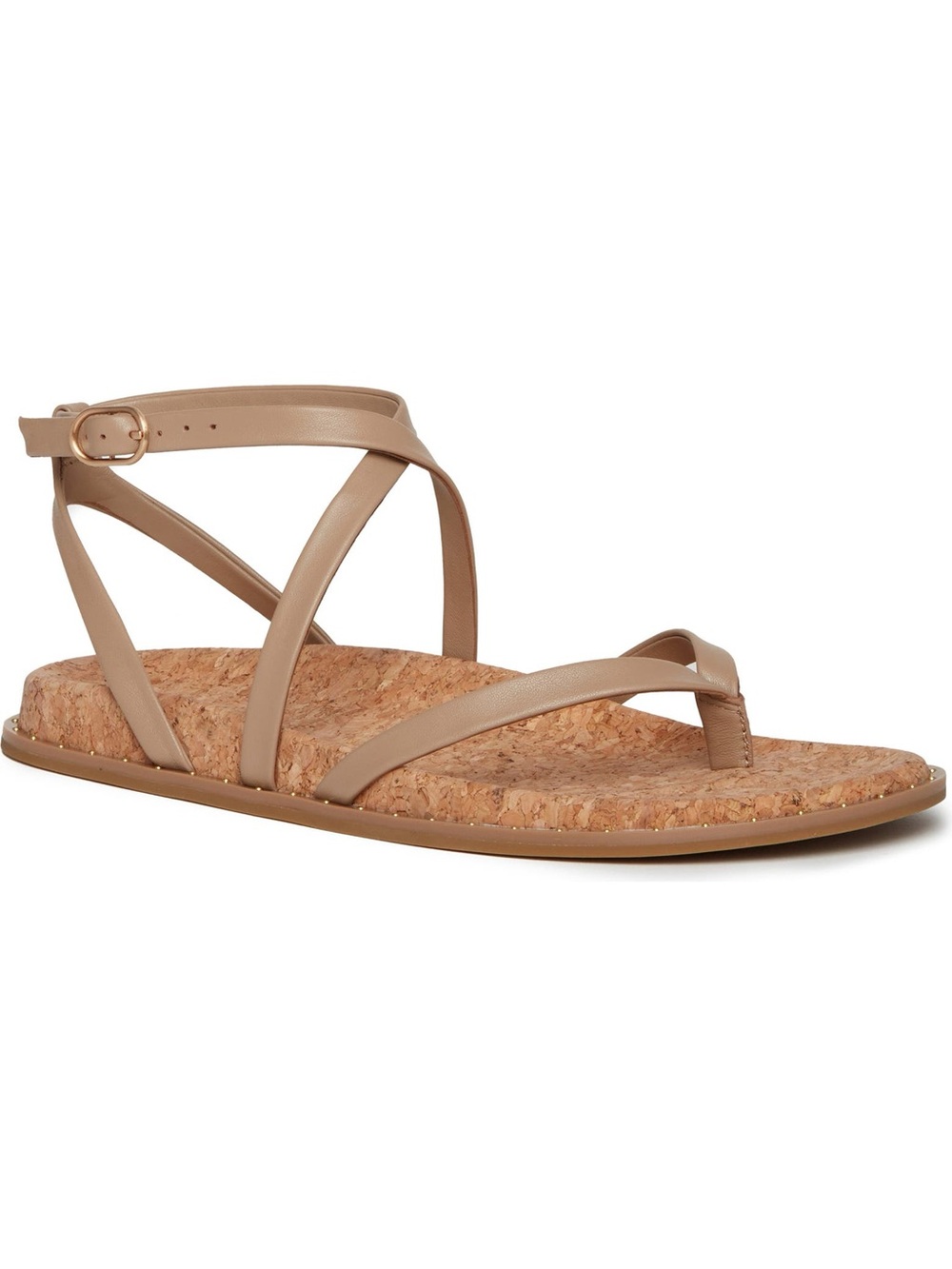 PAIGE Beige/Tan Cork-Strap Flat Sandals